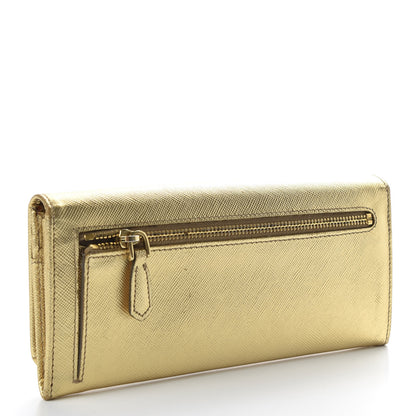 Prada Saffiano Metal Continental Flap Wallet Platino 3 of 7