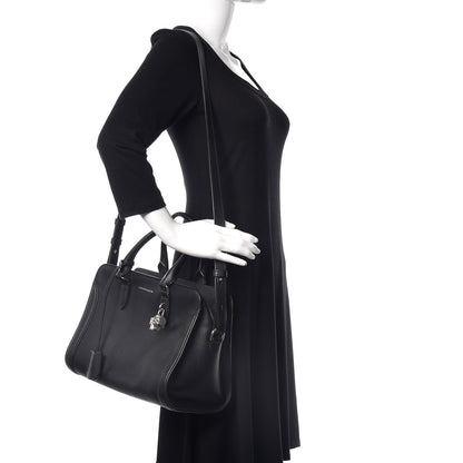 Alexander McQueen Pebbled Calfskin Small Skull Padlock Zip Around Tote Black 2 of 10