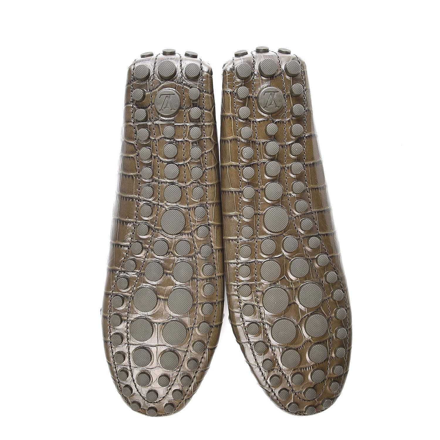 Louis Vuitton Calfskin Crocodile Embossed Dauphine Loafers 40 Green 5 of 7