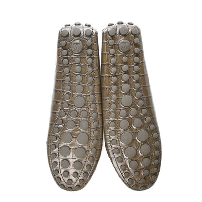 Louis Vuitton Calfskin Crocodile Embossed Dauphine Loafers 40 Green 5 of 7