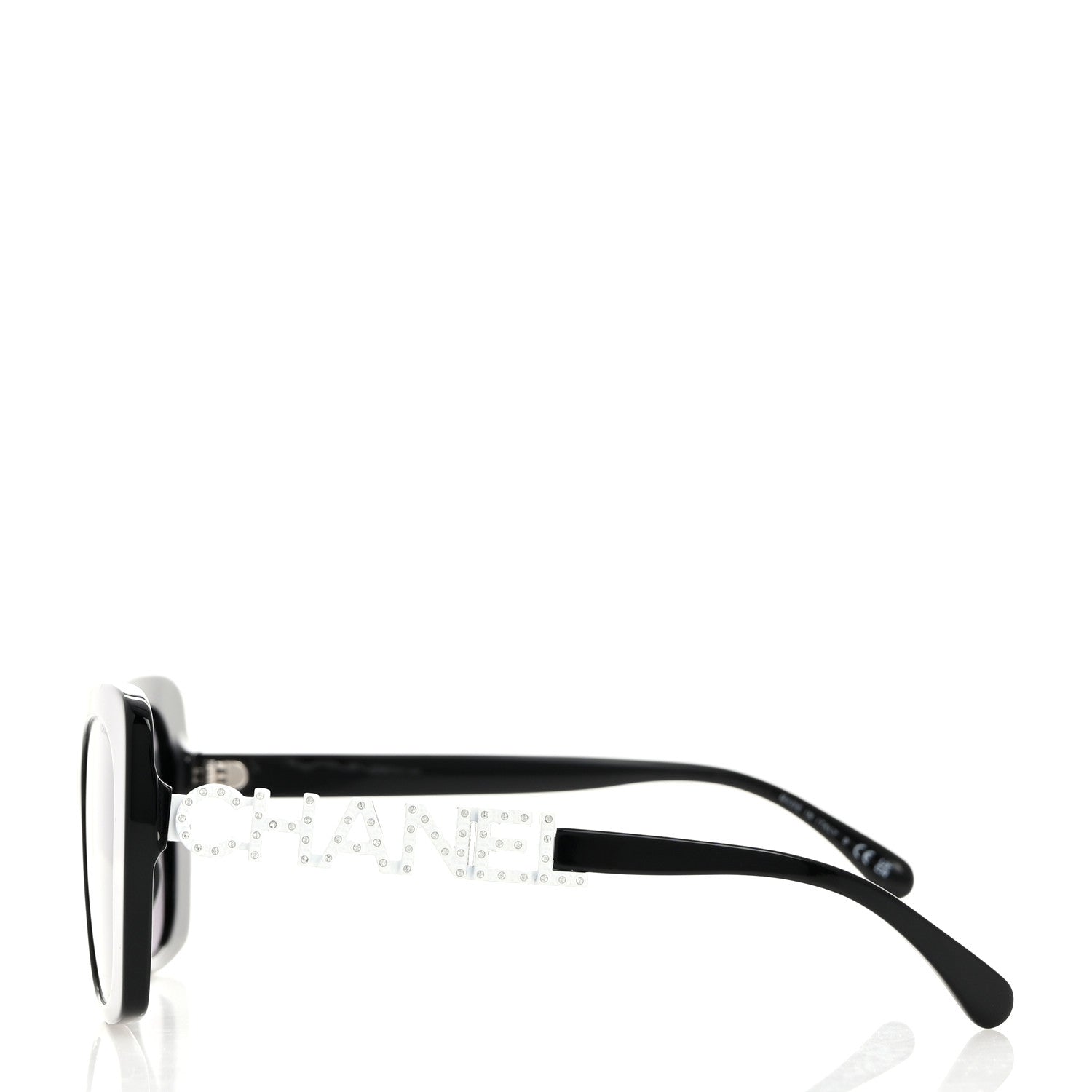 Chanel Acetate Strass Square Sunglasses 5422-B Black White 3 of 8