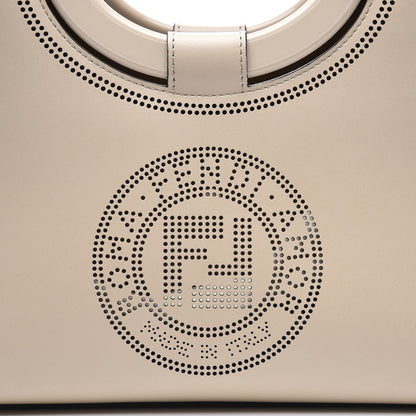 Fendi Vitello Liberty Plexiglass Stamp Patch Perforated Small Runaway Shopper Tote Nuvola 8 of 8