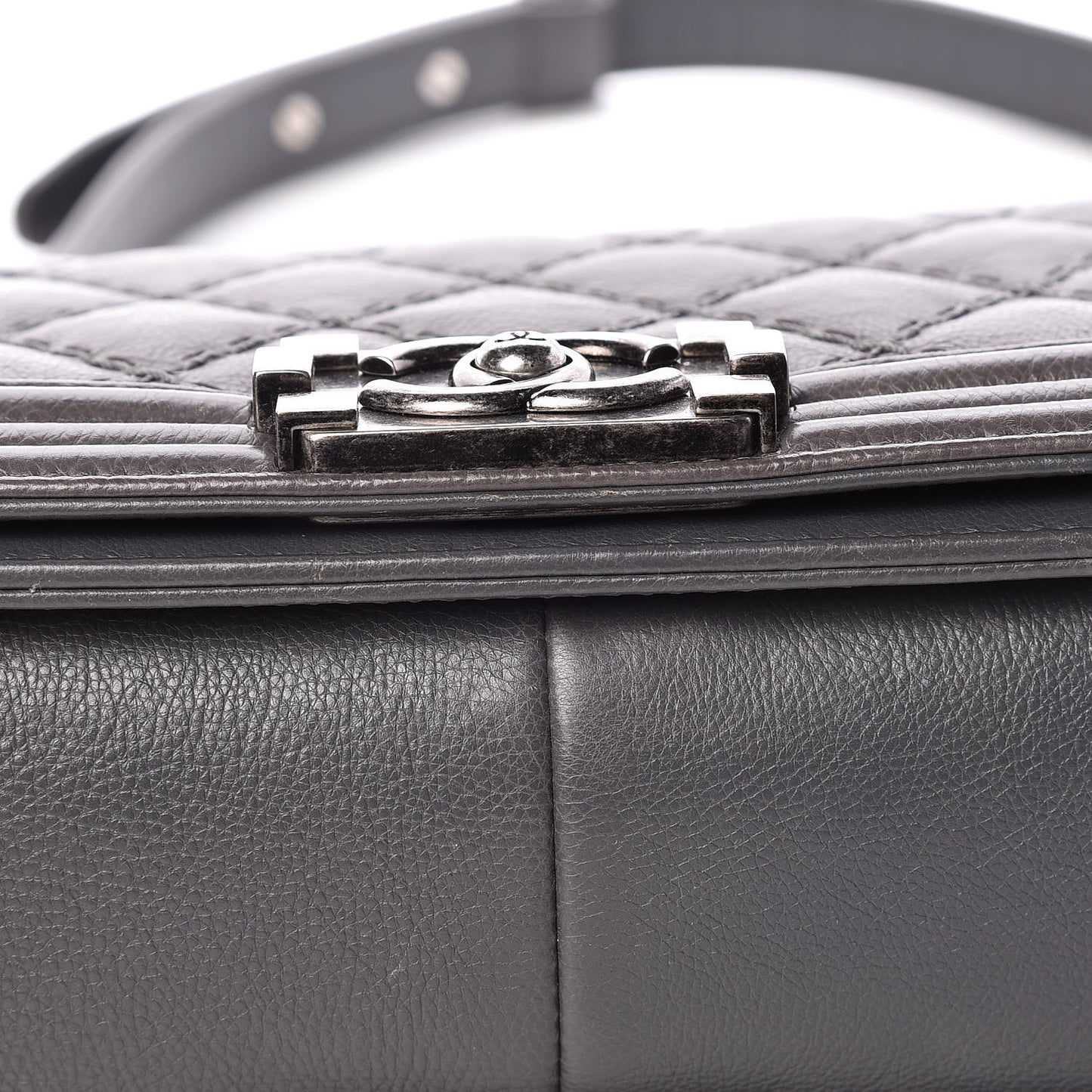 Calfskin Double Stitch Medium Boy Flap Grey
