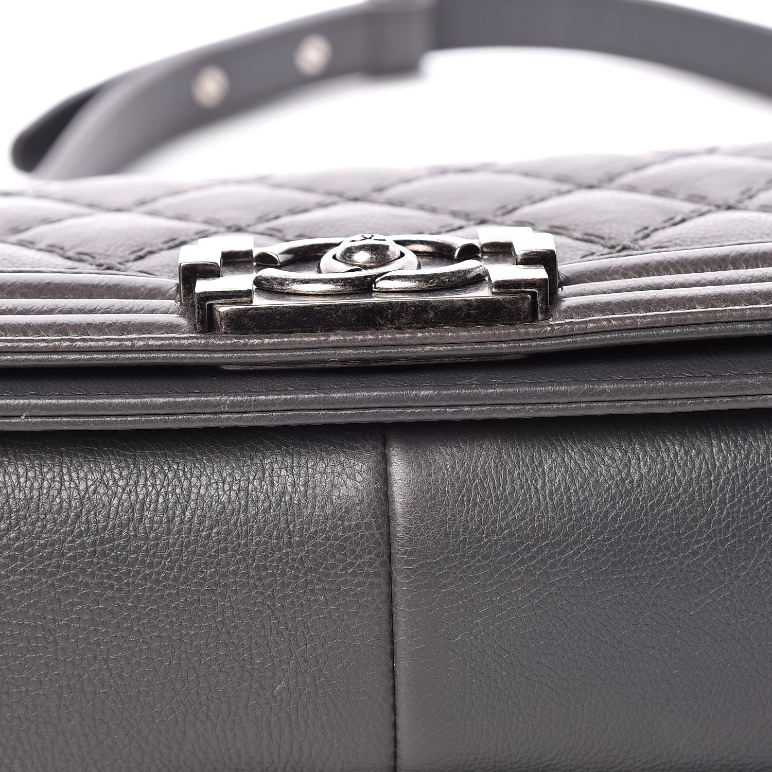 Chanel Calfskin Double Stitch Medium Boy Flap Grey 14 of 14