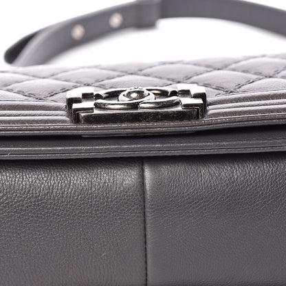 Chanel Calfskin Double Stitch Medium Boy Flap Grey 14 of 14