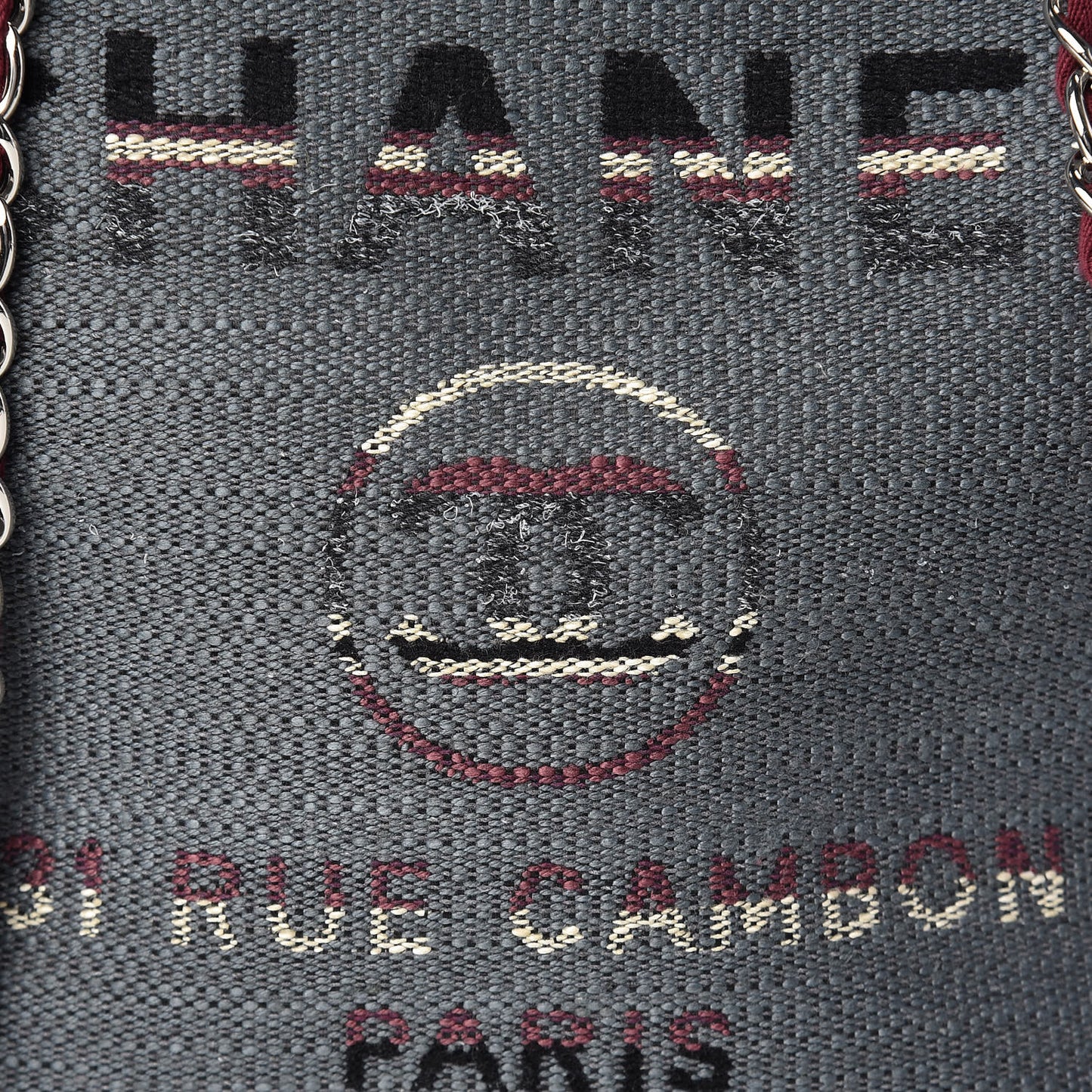 Striped Canvas Medium Deauville Tote Grey