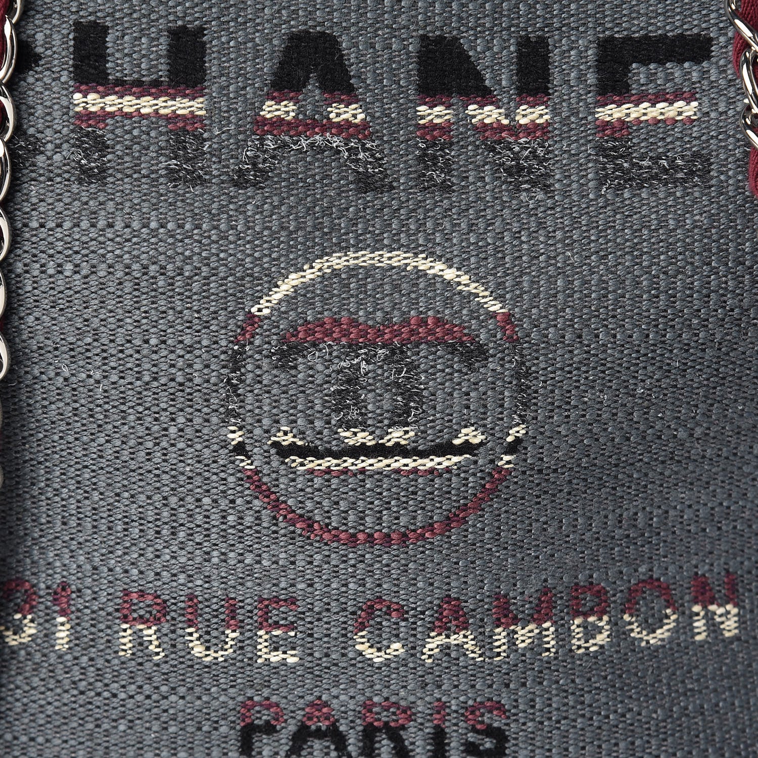Chanel Striped Canvas Medium Deauville Tote Grey 8 of 10