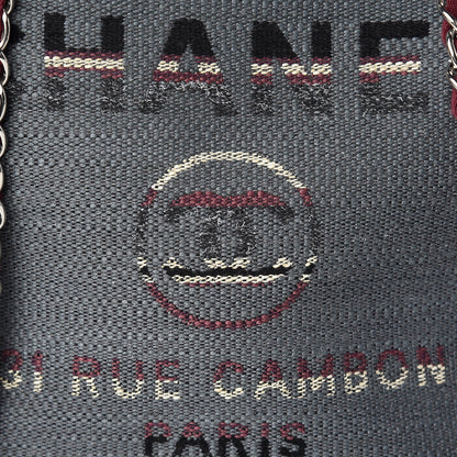 Chanel Striped Canvas Medium Deauville Tote Grey 8 of 10