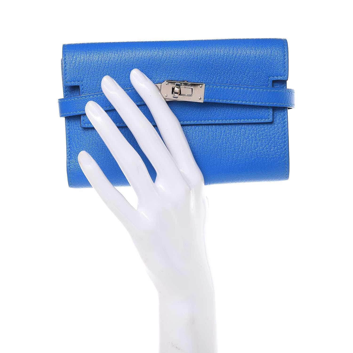Hermes Chevre Mysore Medium Kelly Wallet Bleu Hydra 2 of 16