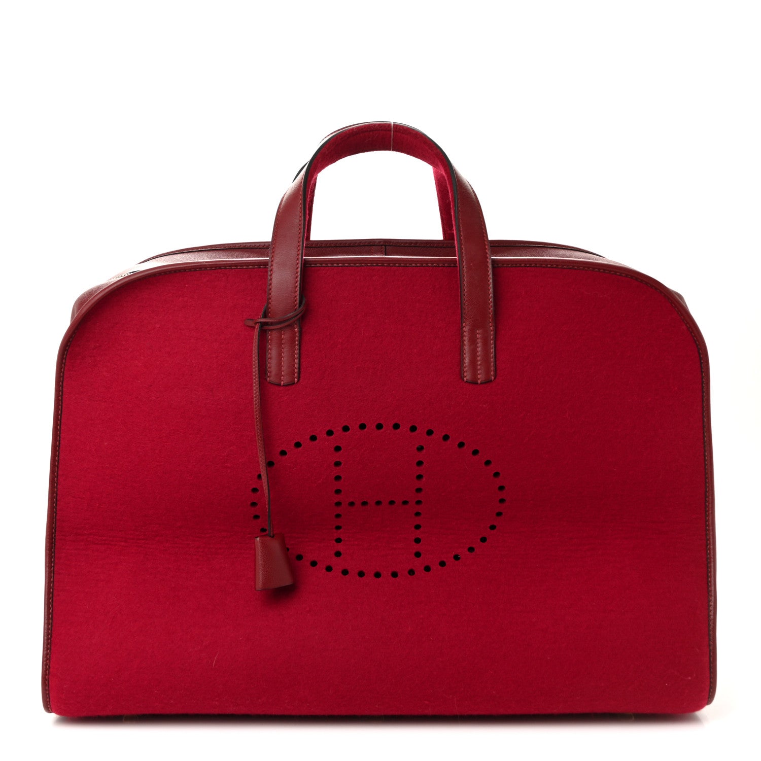 Hermes Felt Barenia Feu2Dou Travel Bag Rouge Vif Rouge H 1 of 10