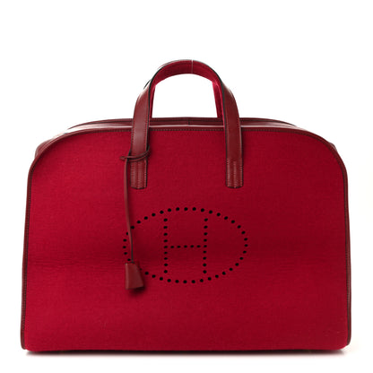 Hermes Felt Barenia Feu2Dou Travel Bag Rouge Vif Rouge H 1 of 10