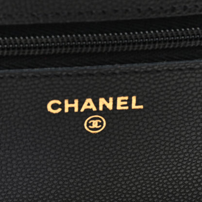 Chanel Caviar Quilted Crystal CC Wallet On Chain WOC Black 6 of 10