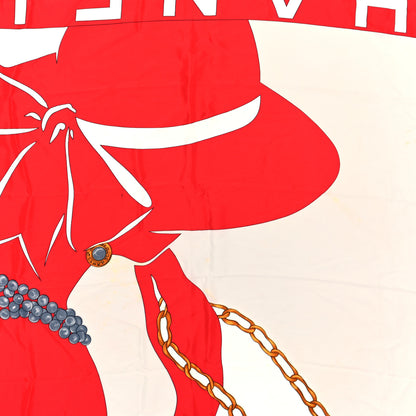 Chanel Silk Coco Chanel Square Scarf Red White 4 of 4