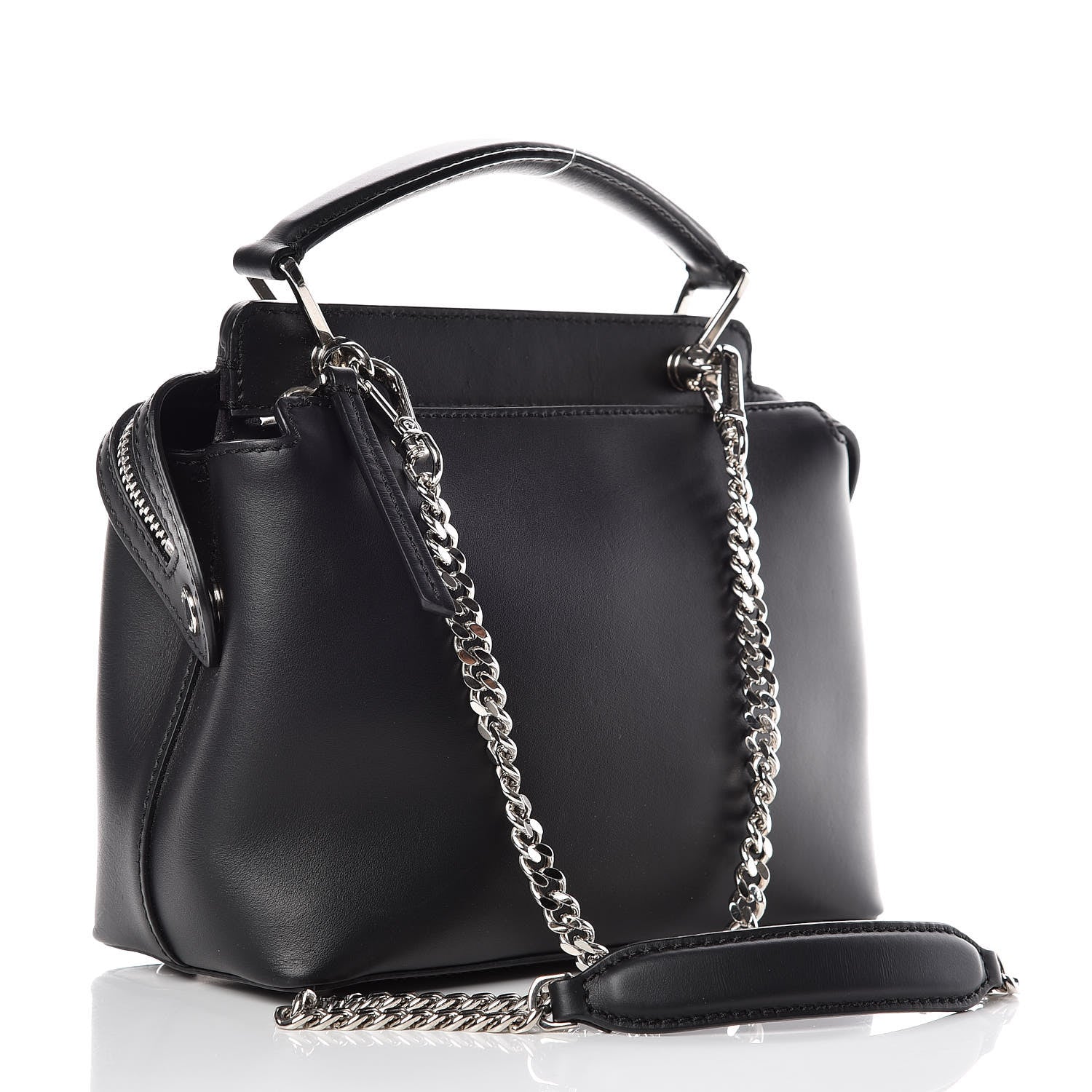 Fendi Vitello Baltico Hypnoteyes Studded Small Dotcom Click Chain Satchel Black 3 of 15