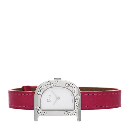 Christian Dior Stainless Steel Calfskin Diamond Mother of Pearl 20mm Lady D Quartz Watch Pink 2 of 5