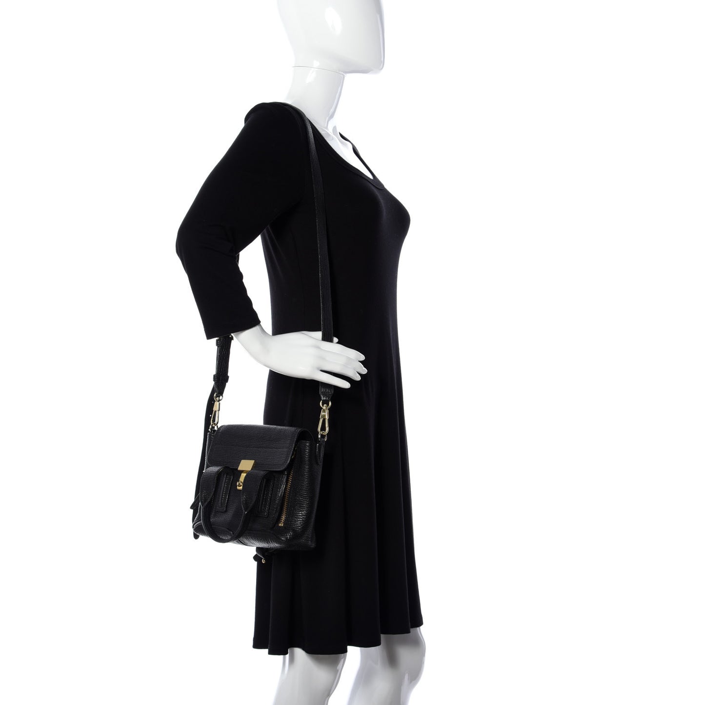 Textured Calfskin Mini Pashli Satchel Black