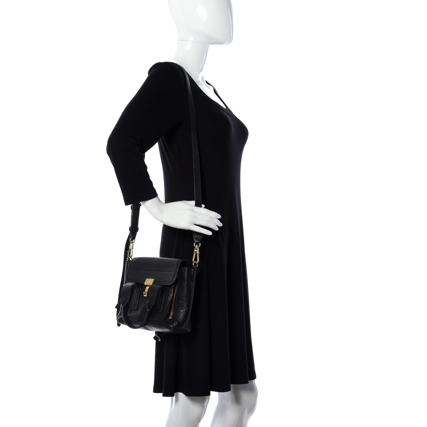3.1 Phillip Lim Textured Calfskin Mini Pashli Satchel Black 2 of 10