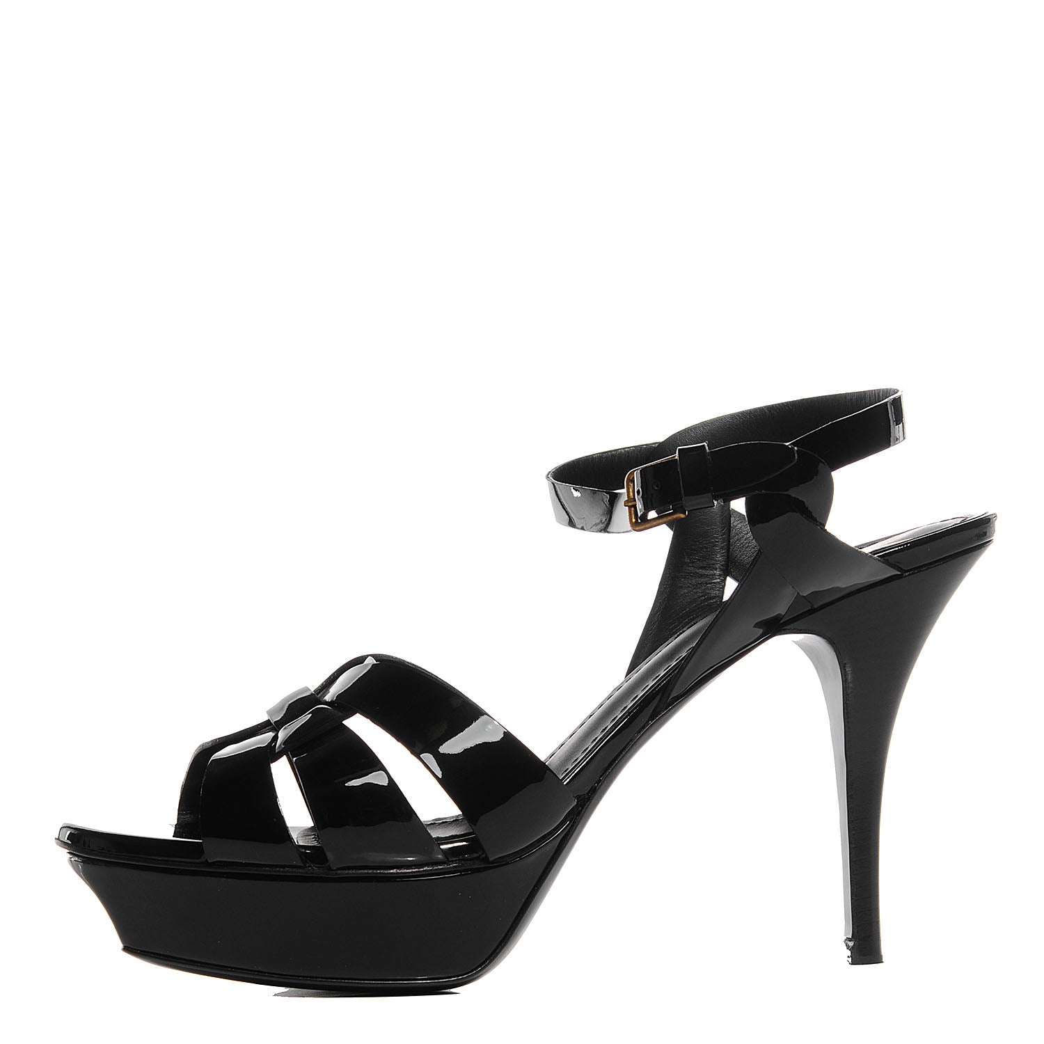 Saint Laurent Patent Tribute 75 Platform Sandals 39 Black 1 of 7