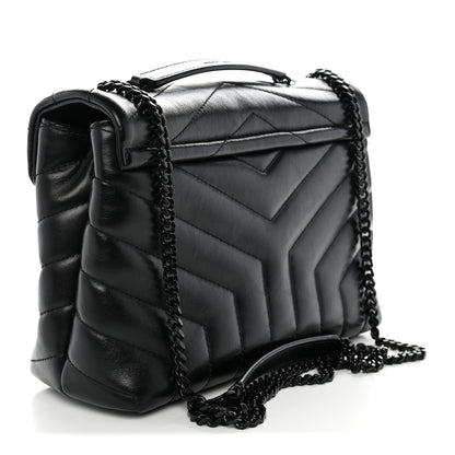 Saint Laurent Calfskin Y Quilted Monogram Monochrome Small Loulou Chain Satchel Black 2 of 9