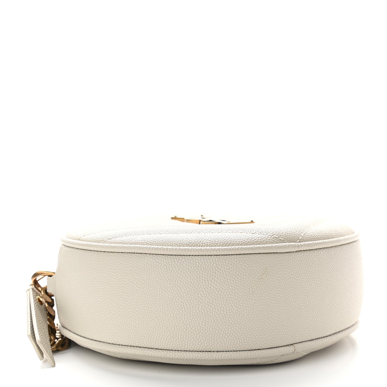 Saint Laurent Grain De Poudre Matelasse Chevron Quilted Round Vinyle Camera Bag Blanc Vintage 3 of 9