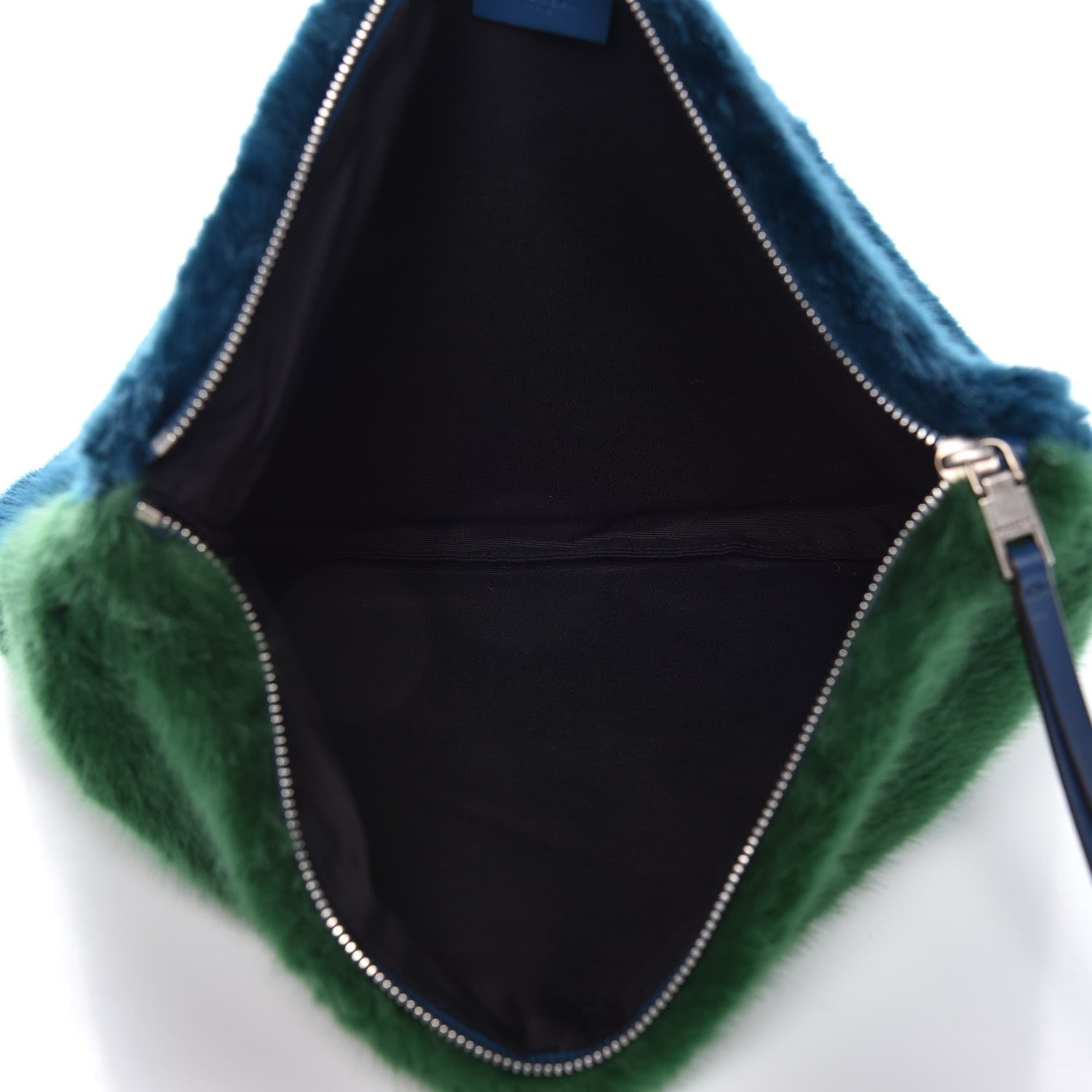 Givenchy Faux Fur Two Tone Large GV3 Pouch Wristlet Green Blue 5 of 8