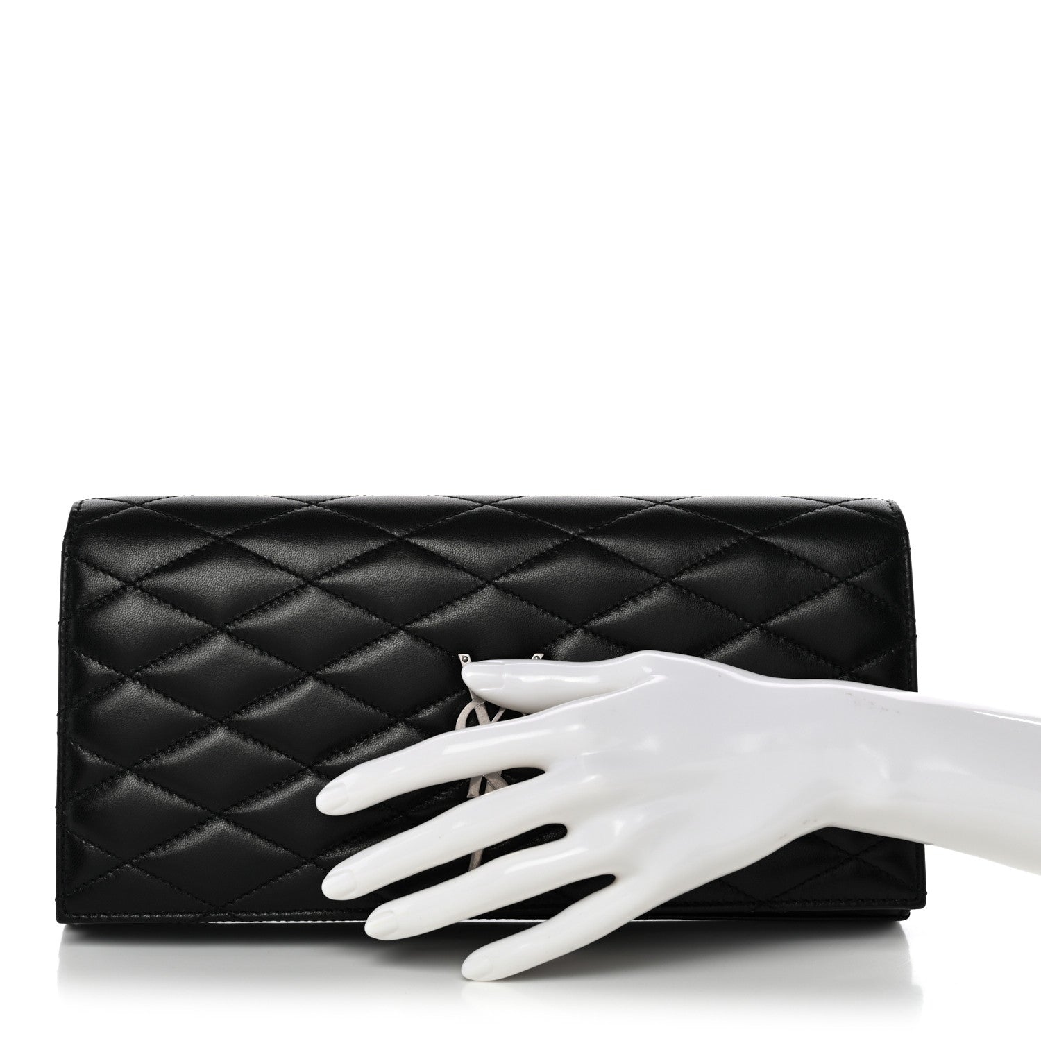 Saint Laurent Lambskin Quilted Kate Clutch Black 2 of 7