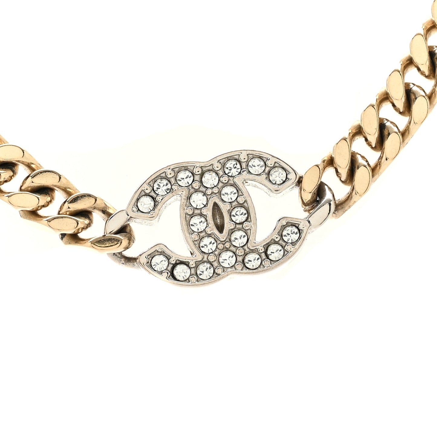 Crystal Chain CC Link Choker Gold Silver