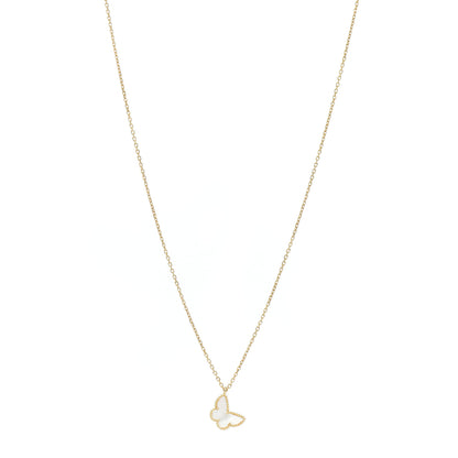 Van Cleef & Arpels 18K Yellow Gold Mother of Pearl Sweet Alhambra Butterfly Pendant Necklace 1 of 5