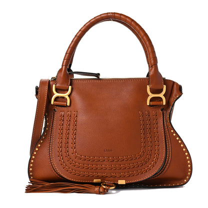Chloe Calfskin Studded Medium Marcie Satchel Caramel 1 of 7