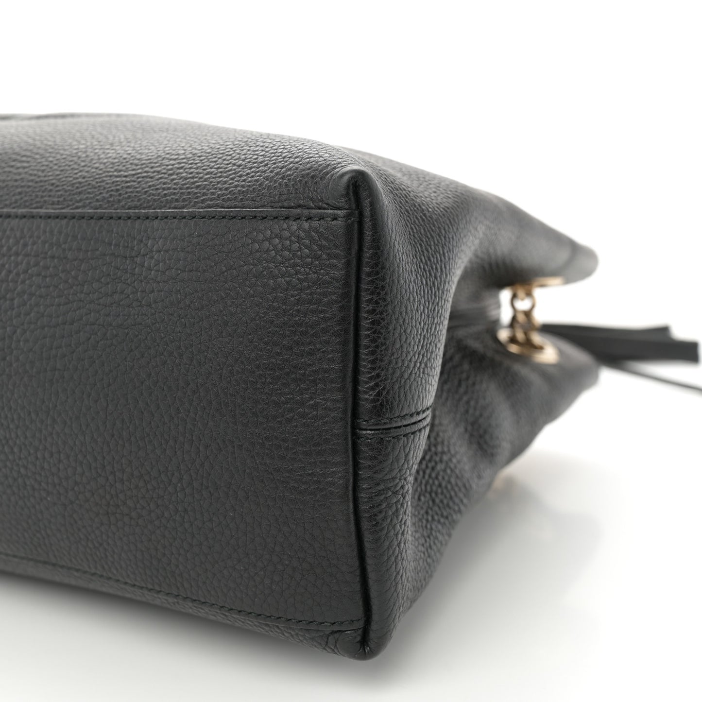 Pebbled Calfskin Medium Soho Chain Shoulder Bag Black