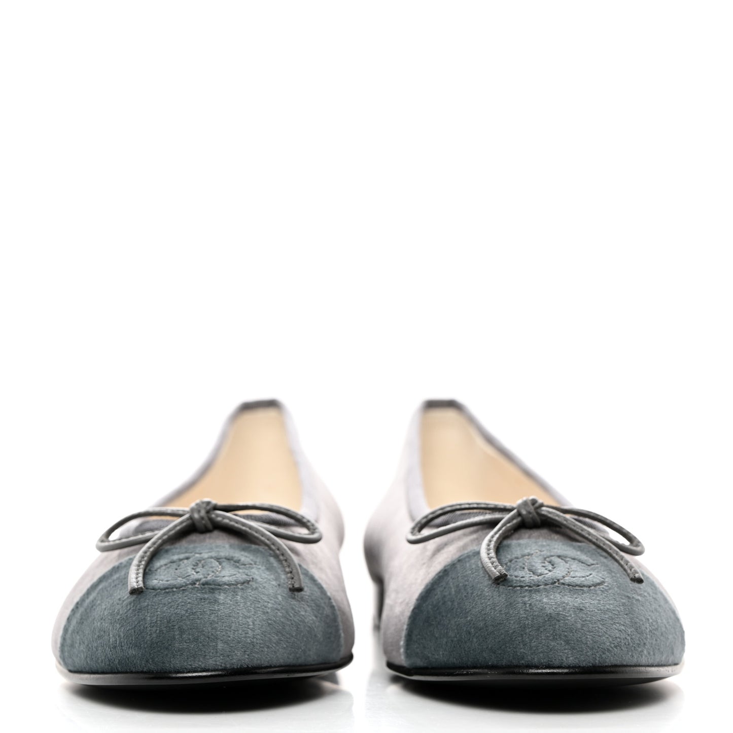 Velvet Cap Toe Ballerina Flats 37 Grey Green