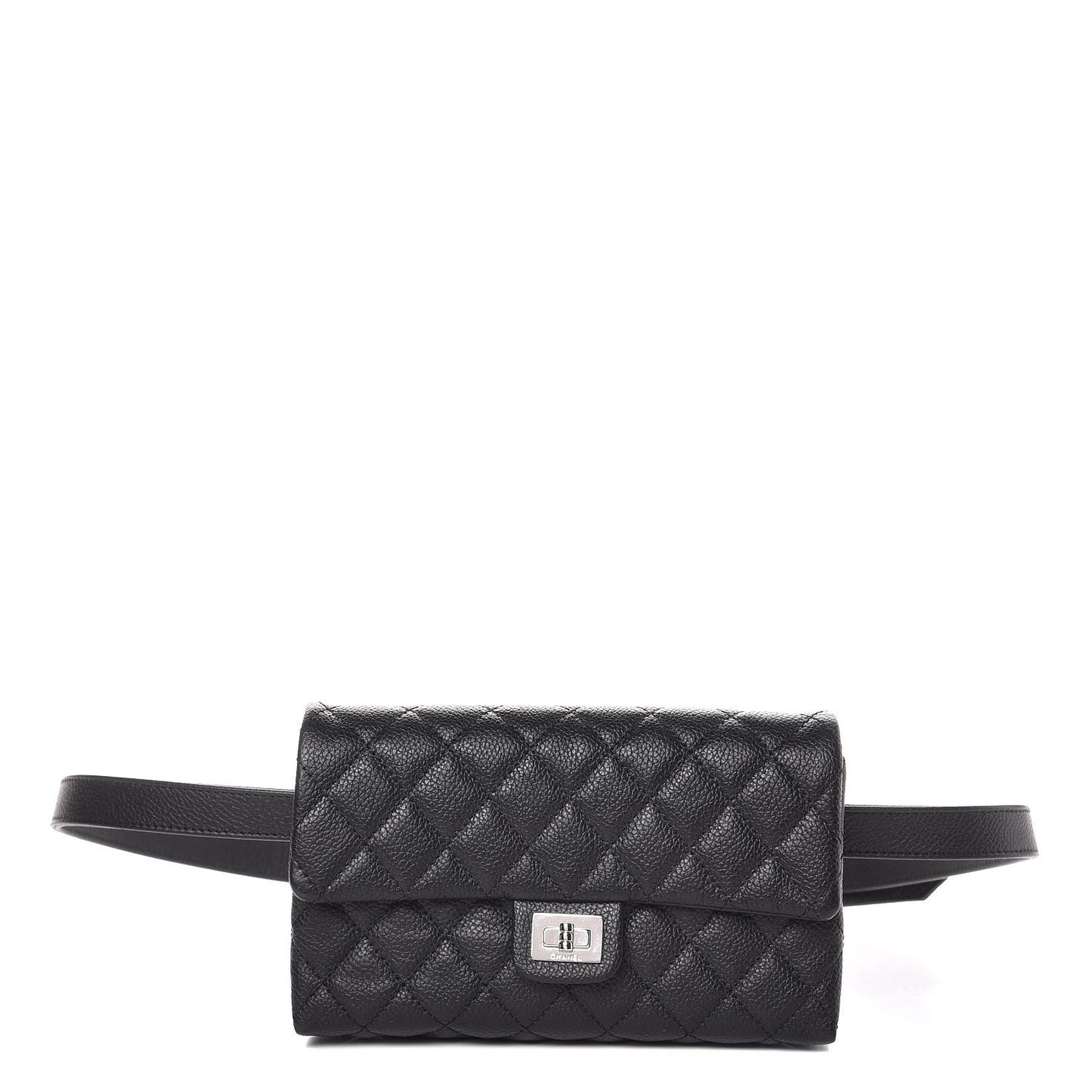 Grained Calfskin Quilted 2.55 Reissue Flap Belt Bag Clutch Black