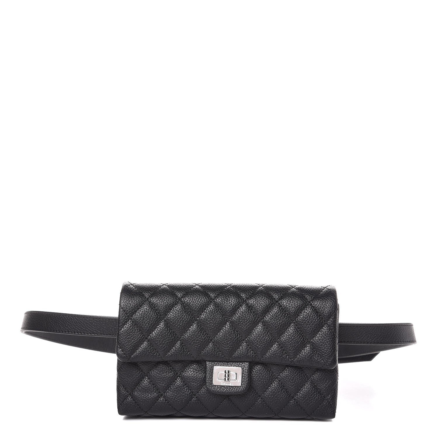 Chanel Grained Calfskin Quilted 2.55 Reissue Flap Belt Bag Clutch Black 1 of 7