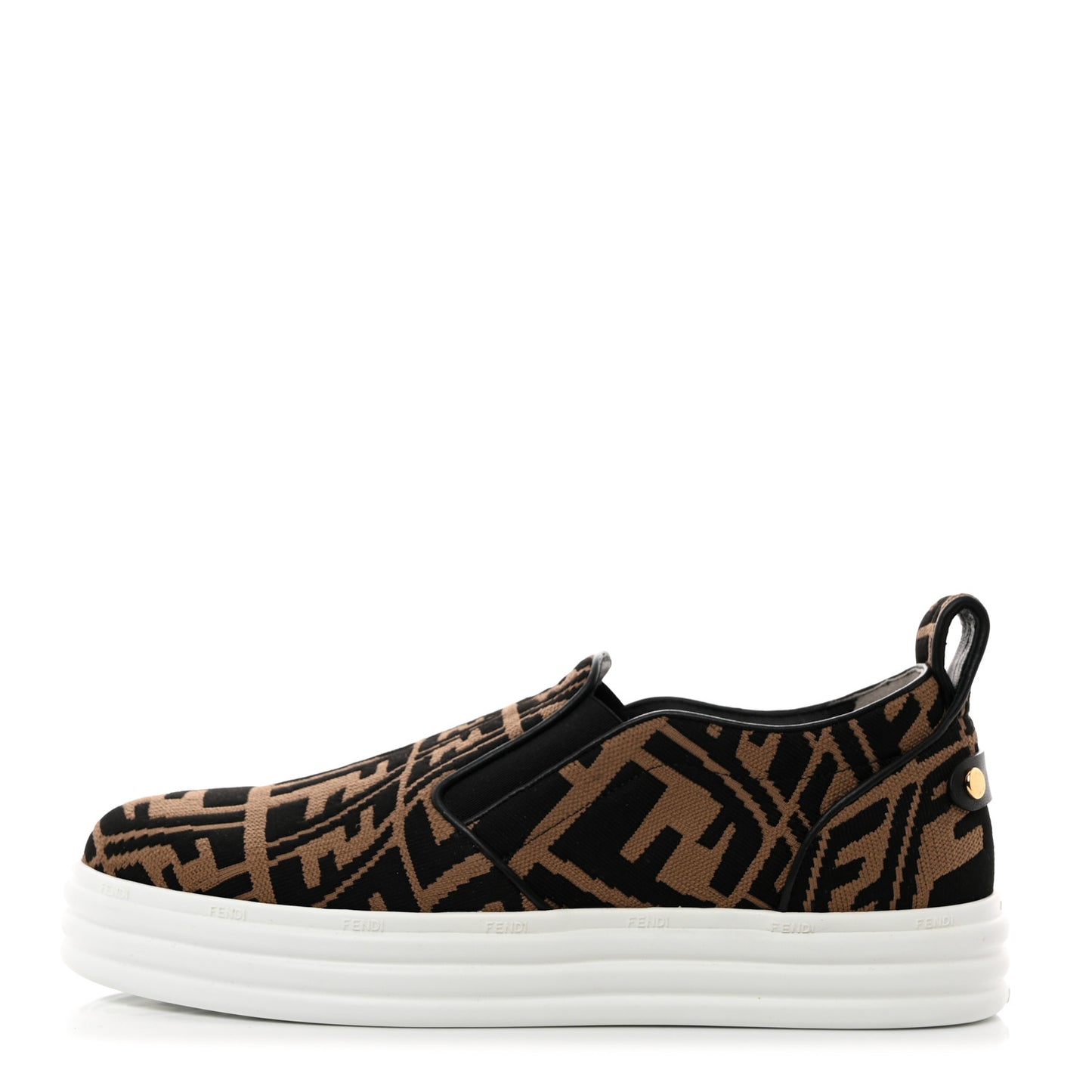 X SARA COLEMAN Canvas FF Vertigo Embroidered Womens Rise Slip On Sneakers 40 Tobacco Black