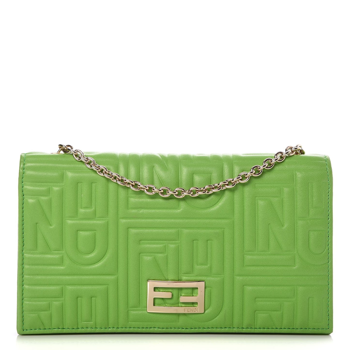 Nappa Logo Embossed Long Wallet On Chain Green
