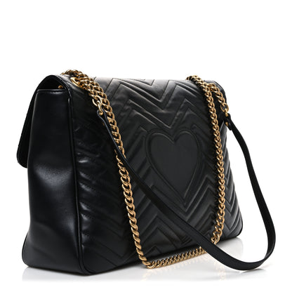 Gucci Calfskin Matelasse Medium GG Marmont Shoulder Bag Black 3 of 12