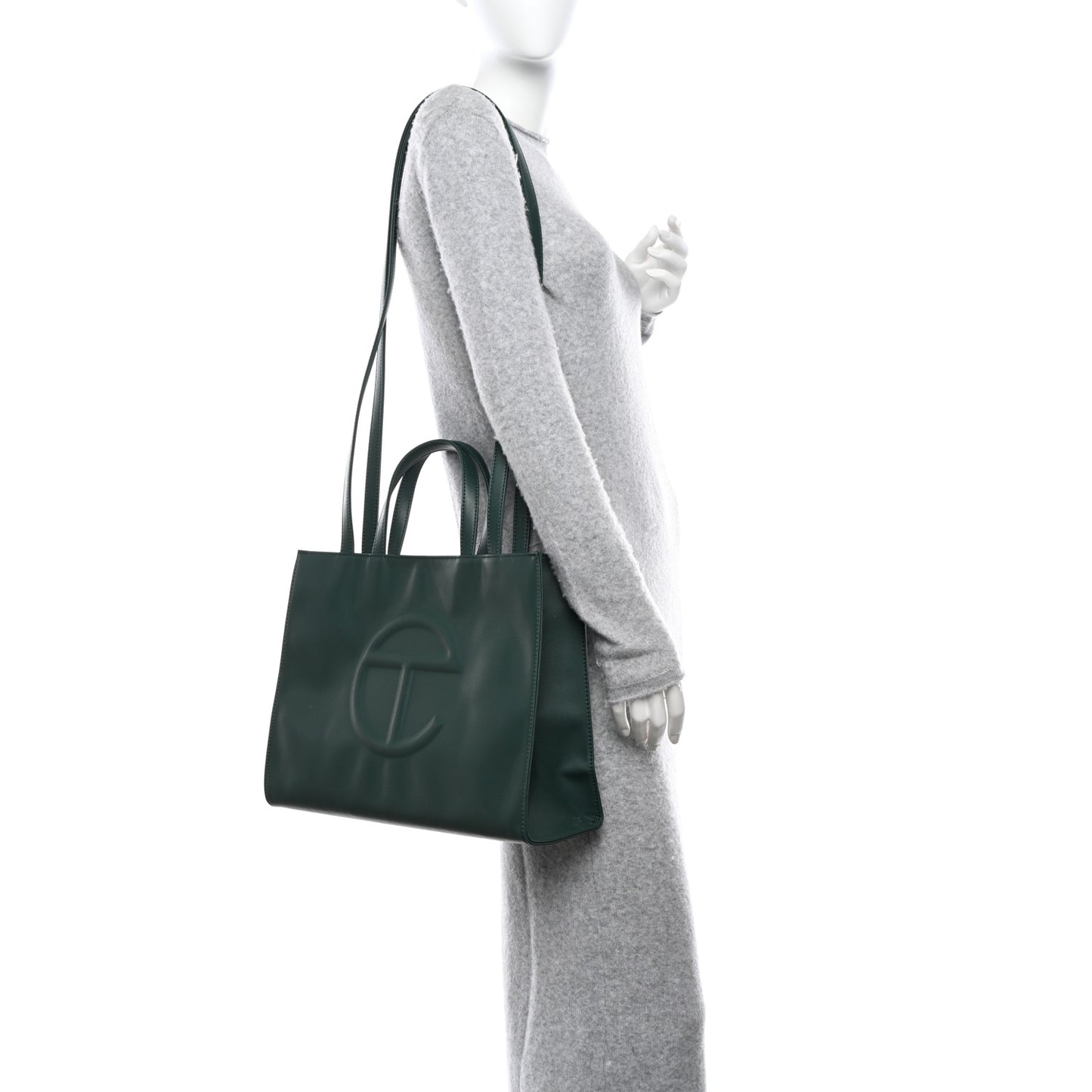 Vegan Leather Medium Shopping Bag Dark Olive