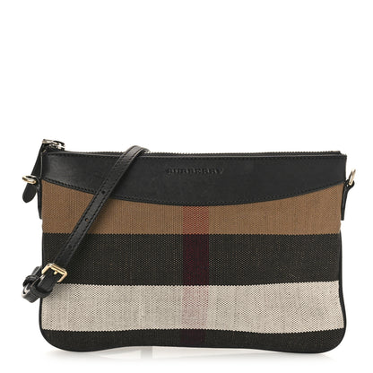 Burberry Mega Check Peyton Crossbody Clutch Bag Black 1 of 8