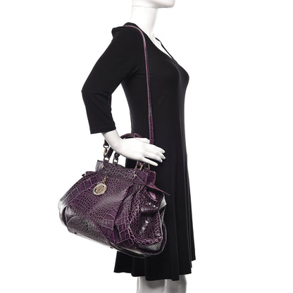 Versace Calfskin Crocodile Embossed Bag Purple 2 of 9