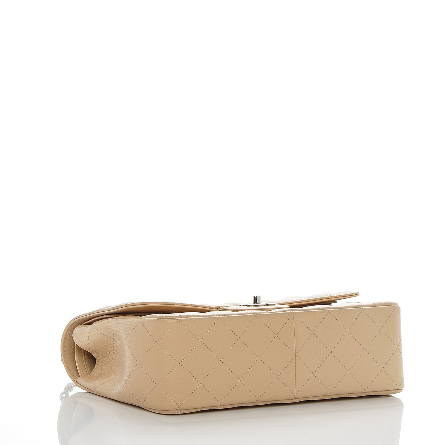 Caviar Quilted Jumbo Double Flap Beige Clair