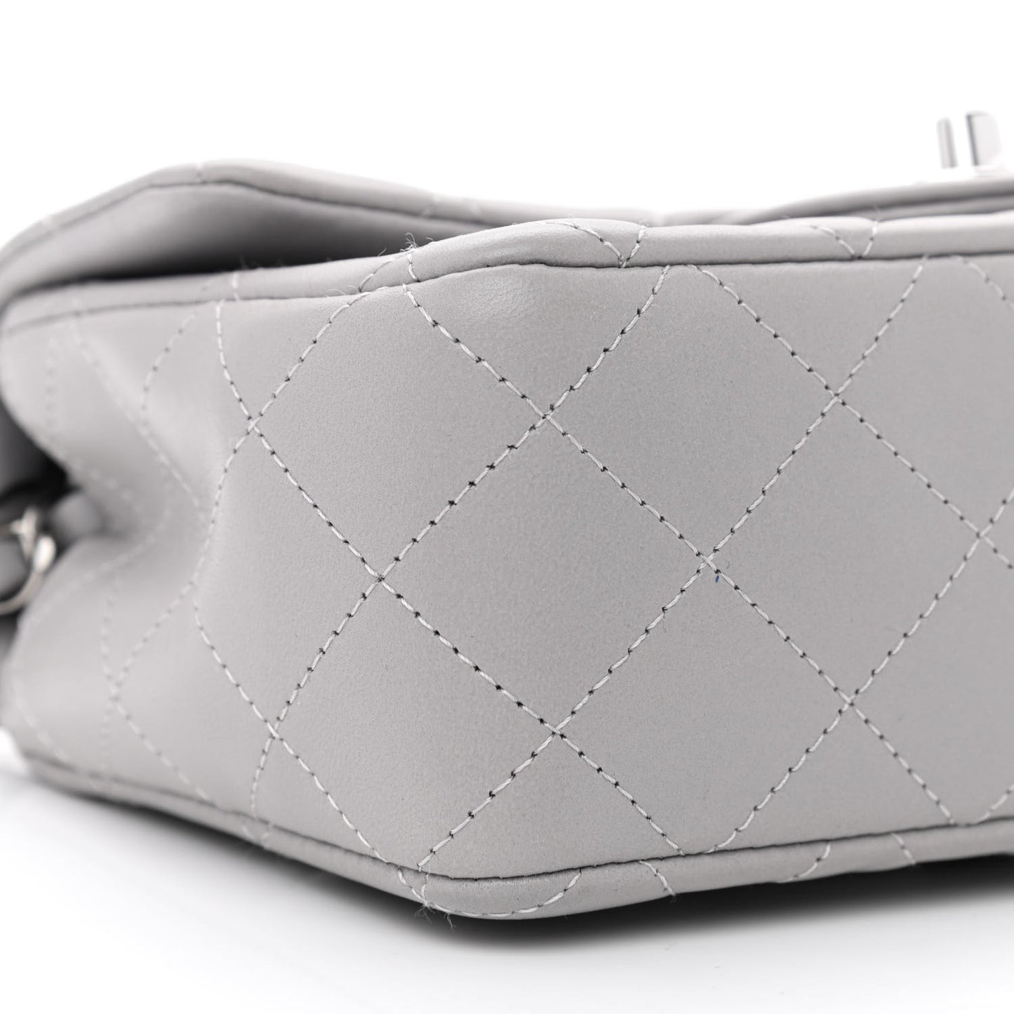 Lambskin Quilted Mini Rectangular Flap Grey