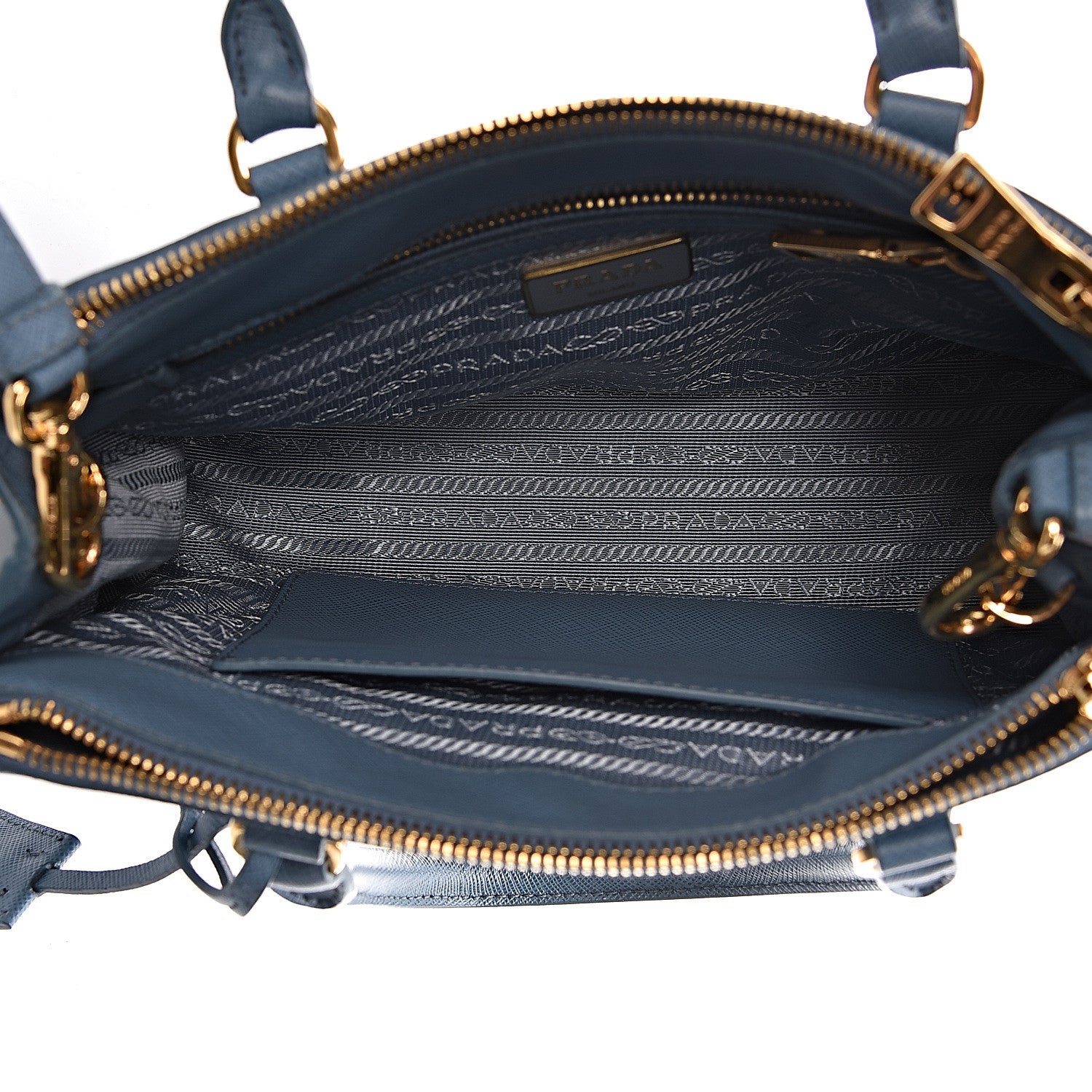 Prada Saffiano Galleria Mini Double Zip Tote Aviazione 5 of 10