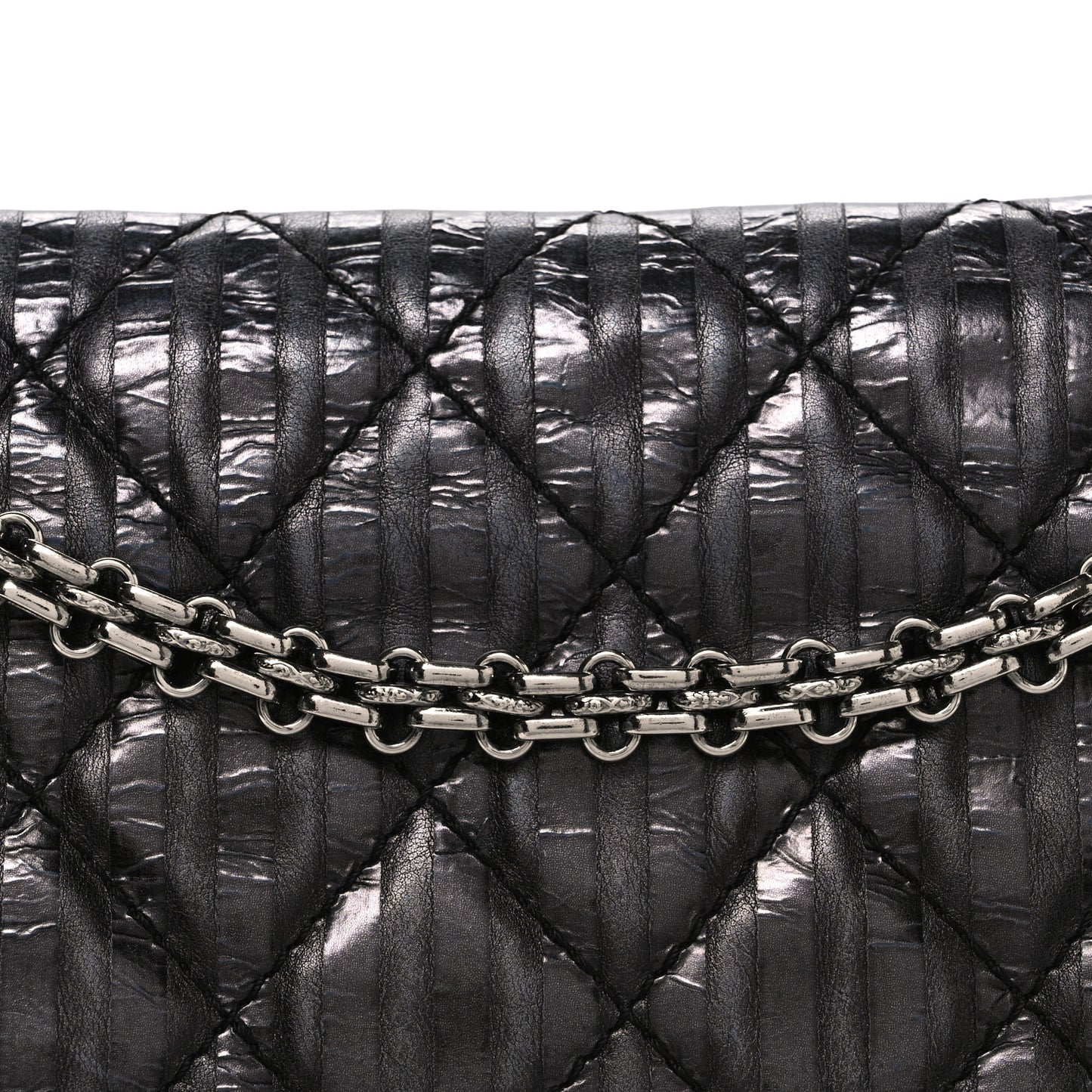 Metallic Calfskin Striped 2.55 Reissue 227 Flap Black