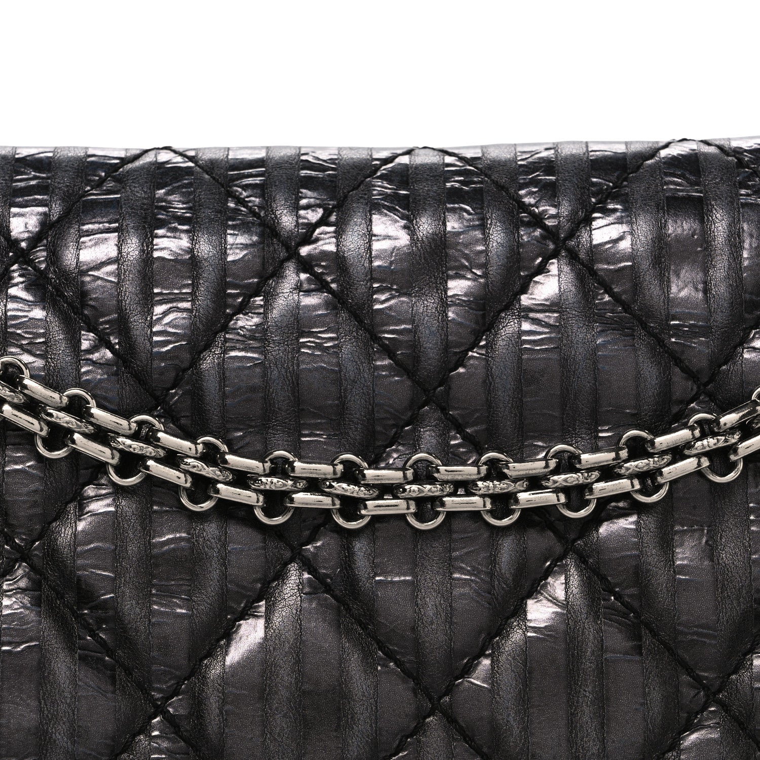 Chanel Metallic Calfskin Striped 2.55 Reissue 227 Flap Black 8 of 10