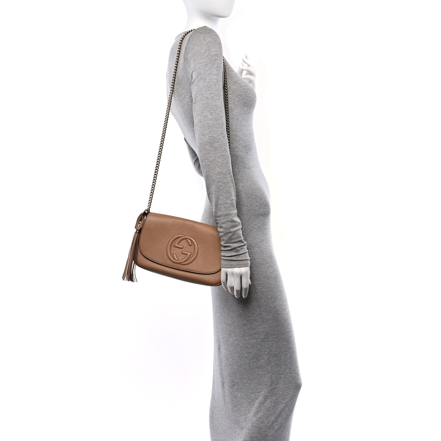 Gucci Pebbled Calfskin Medium Soho Flap Crossbody Camelia 2 of 10