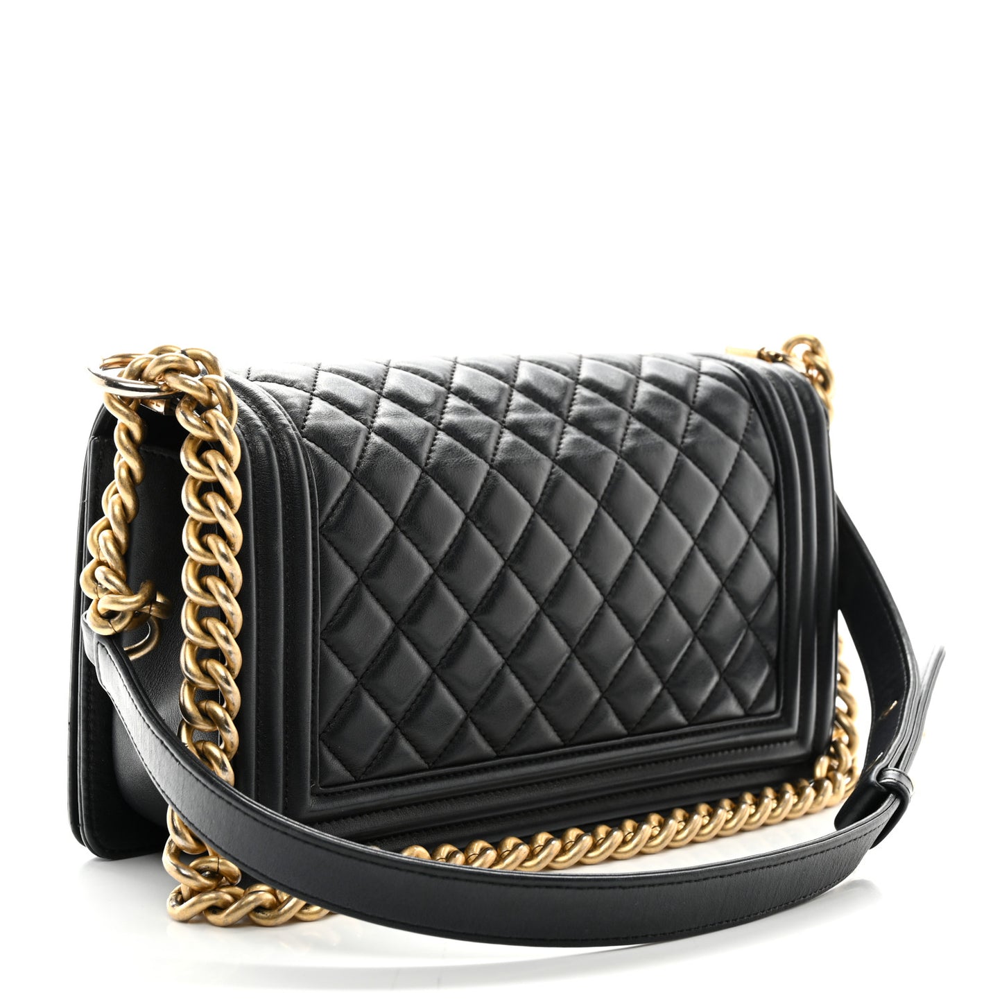 Calfskin Quilted Medium Boy Flap Black
