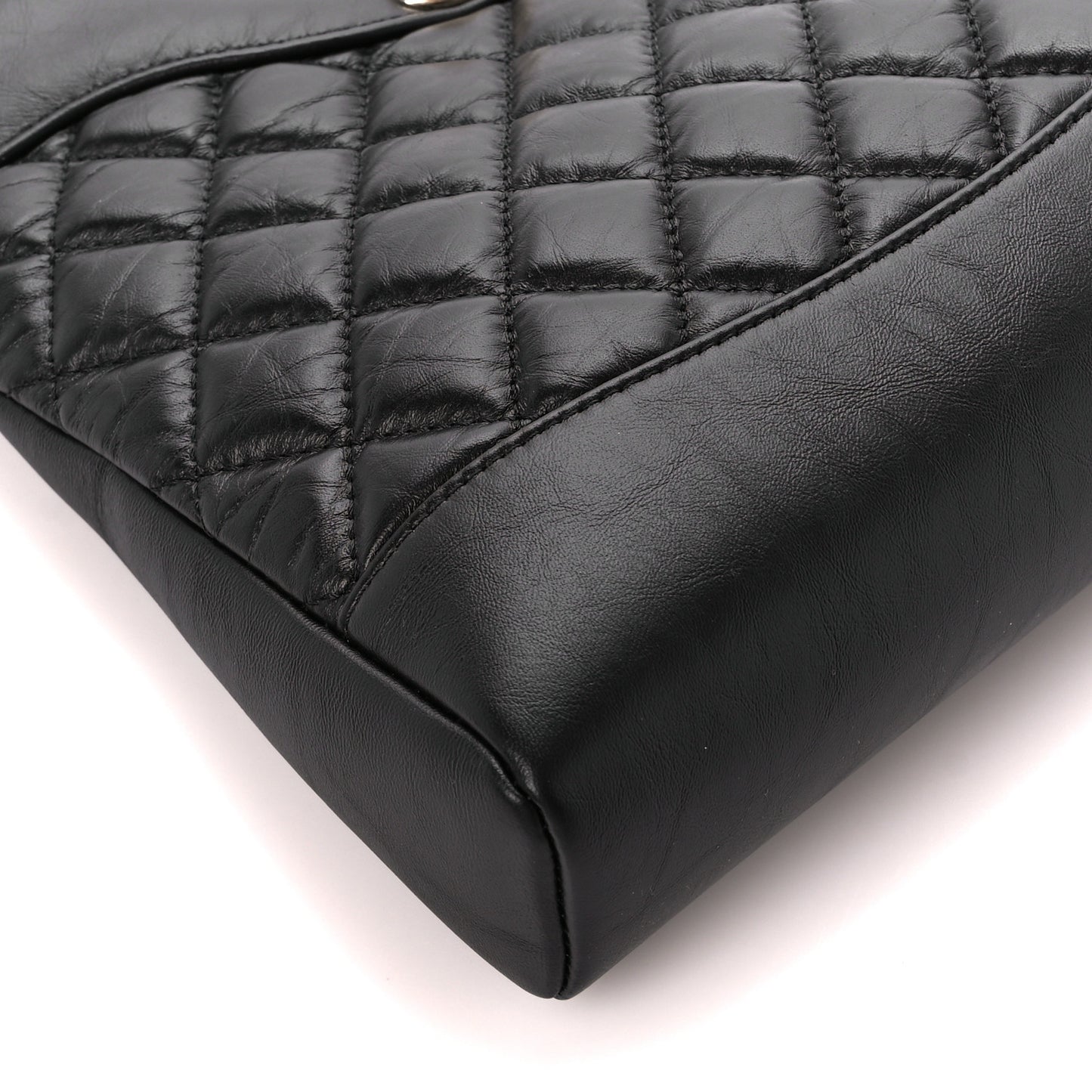 Aged Calfskin Quilted Mini 31 Shopping Bag Black