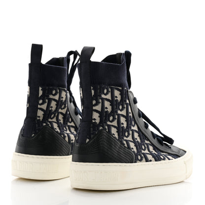 Christian Dior Technical Knit Calfskin Oblique Womens Walk'n Dior High Top Sneakers 36 Deep Blue 5 of 8