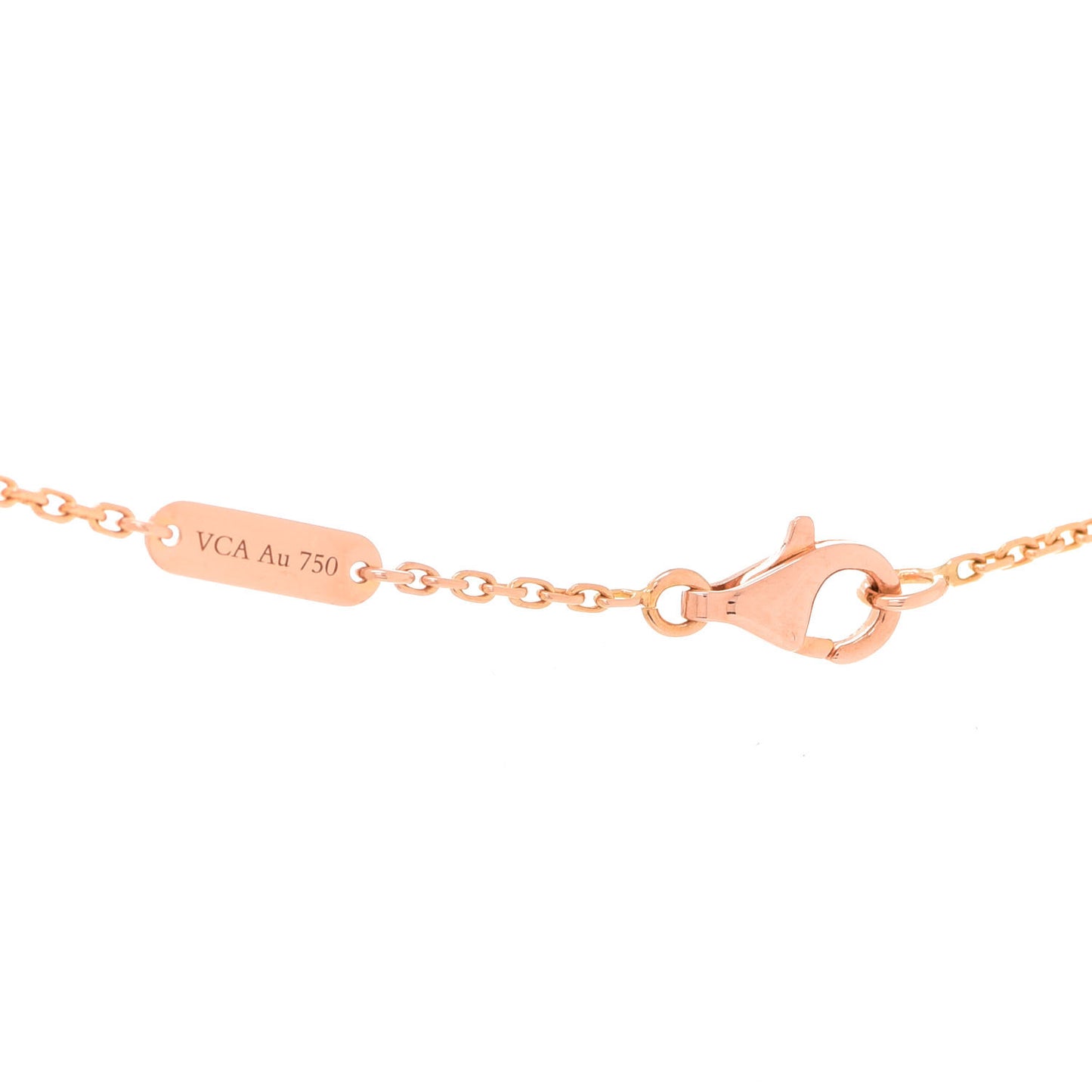 18K Rose Gold Diamond Mother of Pearl Vintage Alhambra Pendant Necklace