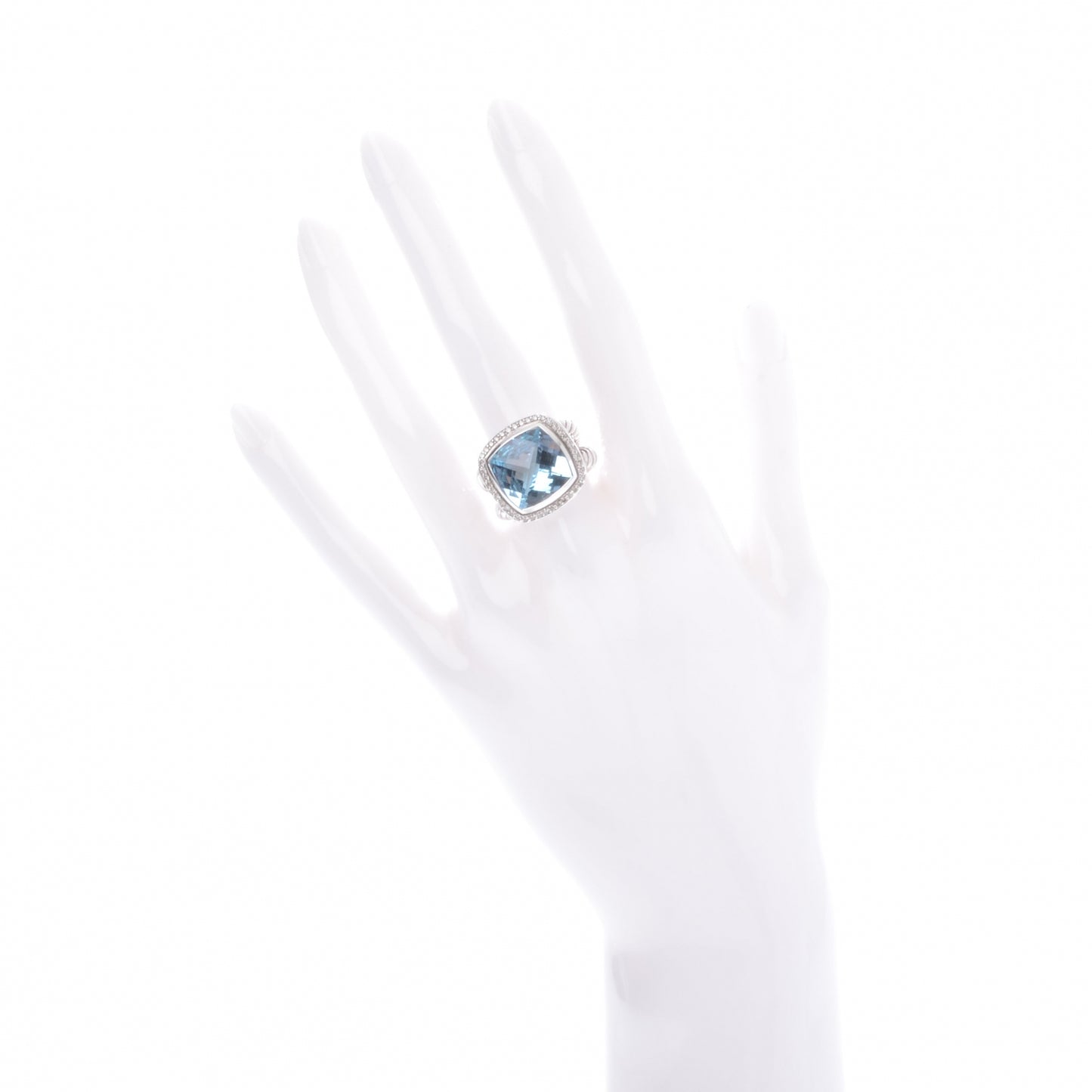 Sterling Silver Diamond Blue Topaz 14mm Albion Ring 54 7
